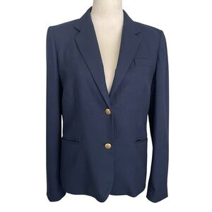 J. Crew Factory Women 10 Blazer Schoolboy Wool Blend Preppy Navy Nautical Coat